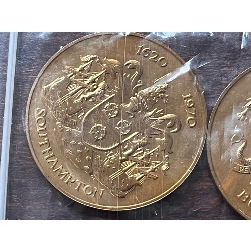 458 - 350th anniversary of the sailing of the pilgrim fathers medallions, Boston and Southampton 1620 to 1... 