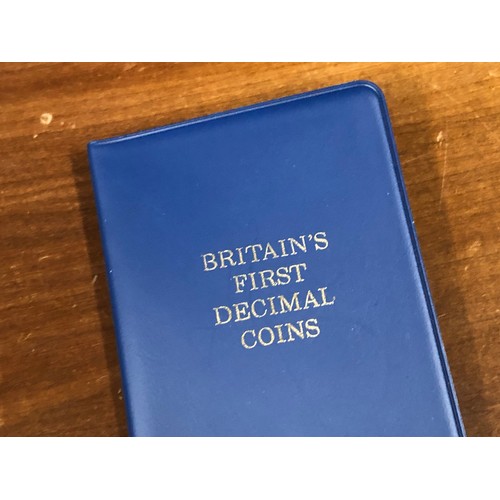 463 - Britain’s first decimal coins Royal mint blue wallet.