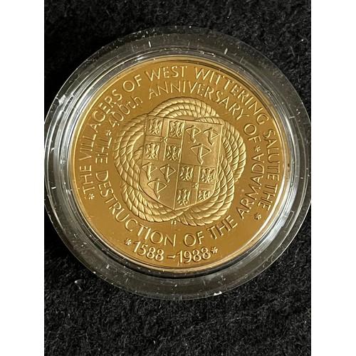 489 - Gold plated 1988, 400th anniversary of the destruction of the Armada.