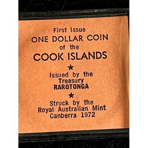 492 - Proof Cook Islands, $1 coin 1972, depicting Tangaroa ancient God of creation water, the ocean naviga... 