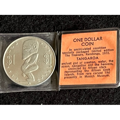 492 - Proof Cook Islands, $1 coin 1972, depicting Tangaroa ancient God of creation water, the ocean naviga... 