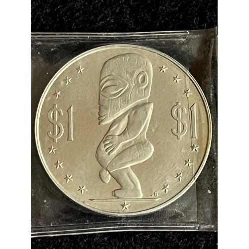 492 - Proof Cook Islands, $1 coin 1972, depicting Tangaroa ancient God of creation water, the ocean naviga... 