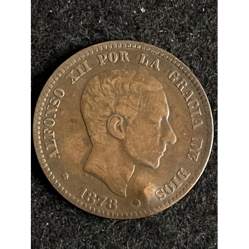 502 - Spanish Diez centimos Alfonso XII. 1878