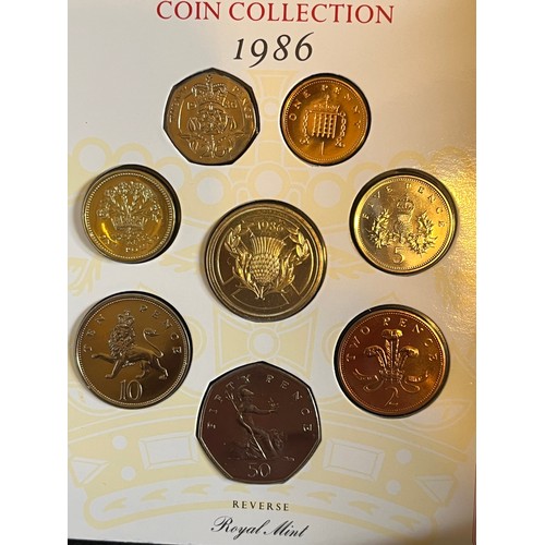 518 - United Kingdom brilliant uncirculated coin collection 1986. With certificates in mounted card.