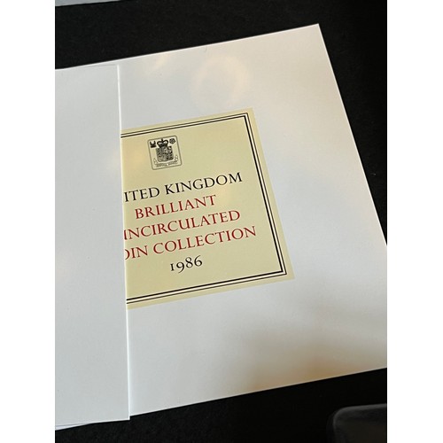 518 - United Kingdom brilliant uncirculated coin collection 1986. With certificates in mounted card.