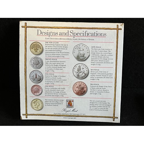 519 - United Kingdom brilliant uncirculated coin collection 1987 mounted on card.