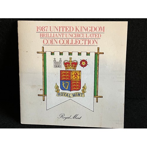 520 - United Kingdom brilliant uncirculated coin collection 1987 mounted on card.