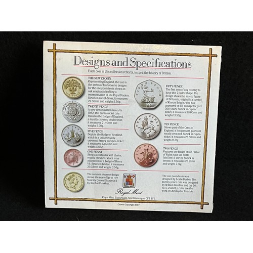 520 - United Kingdom brilliant uncirculated coin collection 1987 mounted on card.