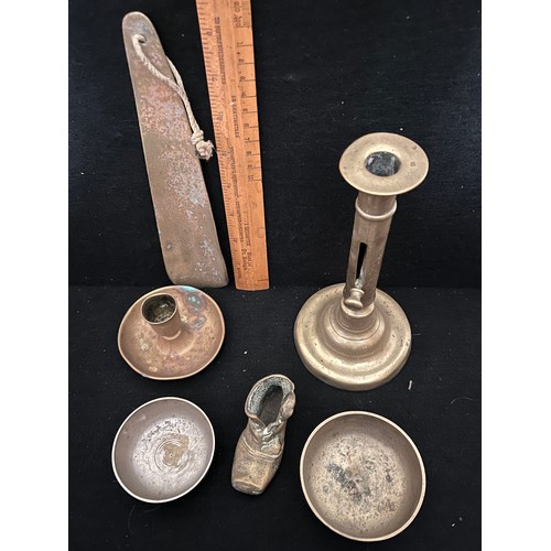 541 - Brass knickknacks. including a candlestick