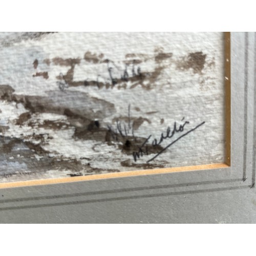 Mark Tarleton signed pen and ink picture of Kent Farm in Winter.