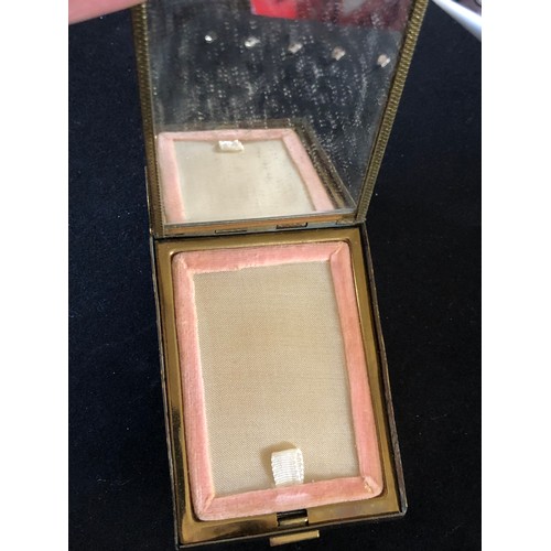 48 - Gold coloured gilded powder compact case with mirror