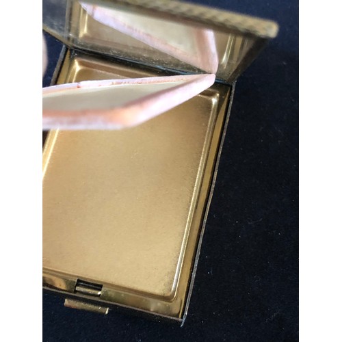 48 - Gold coloured gilded powder compact case with mirror