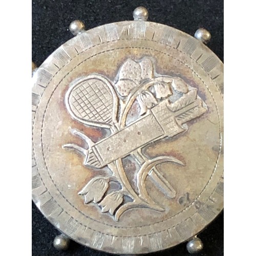 63 - VICTORIAN Sterling SILVER Pin / Brooch with sporting Design. Tennis racket and quiver.