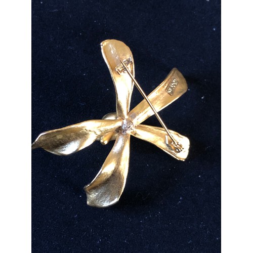 51 - Risis 24ct gold plated orchid flower brooch