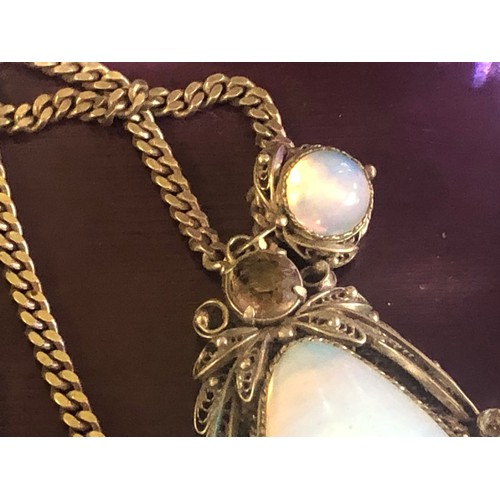 70 - A fabulous antique Victorian pendant from the late 19th Century built around a mammoth cabochon moon... 