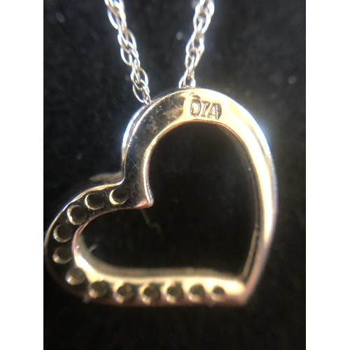 75 - White gold .375 necklace and white gold .375 diamond heart pendant