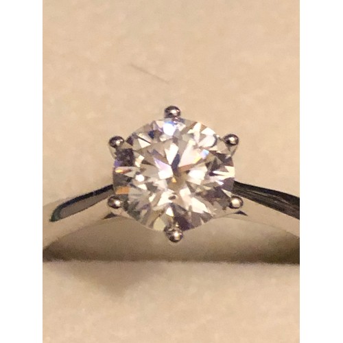 76 - Sterling silver and 1ct Moissanite laboratory created Diamond ring. Flawless, D colourless,1.0 carat... 