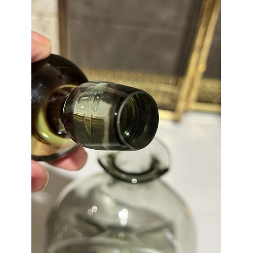 140 - Holmgaard doughnut shaped smoke glass decanter