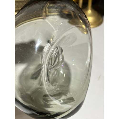 140 - Holmgaard doughnut shaped smoke glass decanter