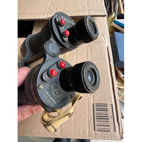 221 - Military issue Bino Prism No.5 Binoculars with crows foot mark dated 1943 Reg.No.52621.
(7 x 50) wit... 