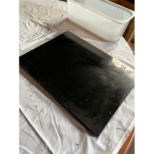 351 - Black marble food preparation board on rubber feet