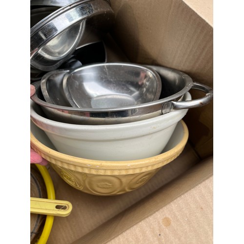 359 - Lots of useful pots pans and sieves etc