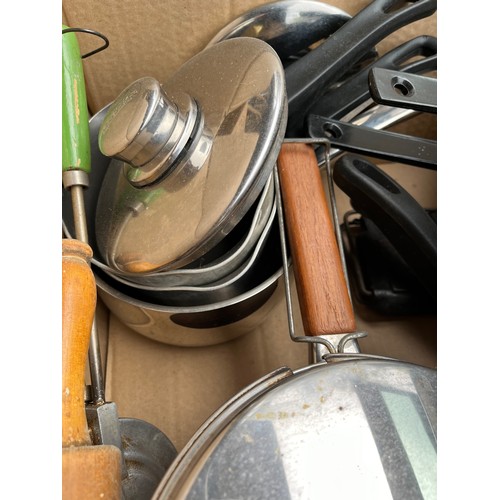 359 - Lots of useful pots pans and sieves etc