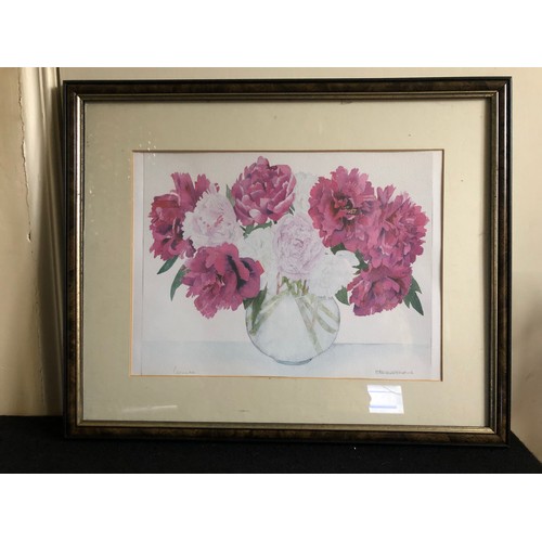 801 - Still Liffe Signed watercolour of Peonies by A P Silverthorne