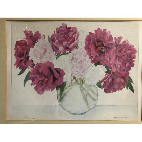 801 - Still Liffe Signed watercolour of Peonies by A P Silverthorne