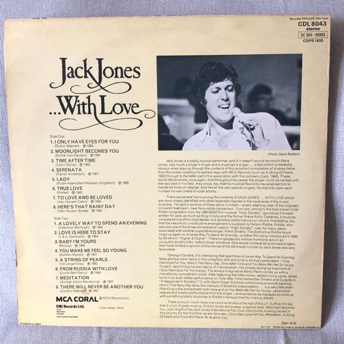 10 - Jack Jones. With love . MCA coral  CDL 8043