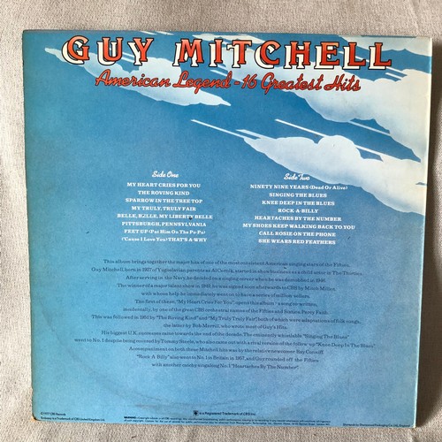 18 - Guy Mitchell. American legend - 16 greatest hits. CBS Embassy records mono CBS 31459