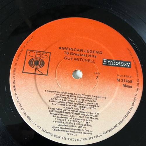 18 - Guy Mitchell. American legend - 16 greatest hits. CBS Embassy records mono CBS 31459