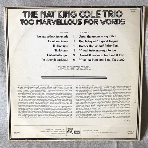 29 - The Nat King Cole Trio. Two marvellous for words. MFP EMI records. MFP 50177 Mono