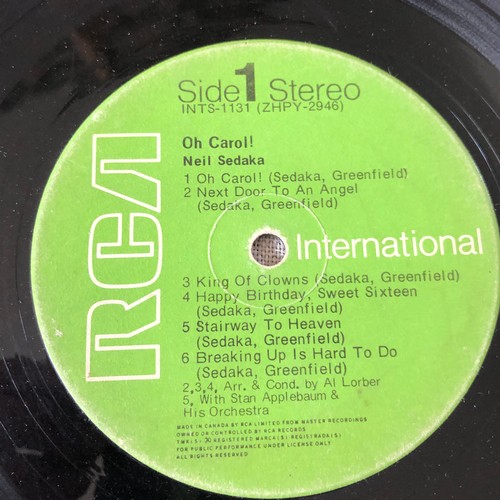 30 - Neil Sedaka. Oh Carol. RCA International. Stereo. INTS1131