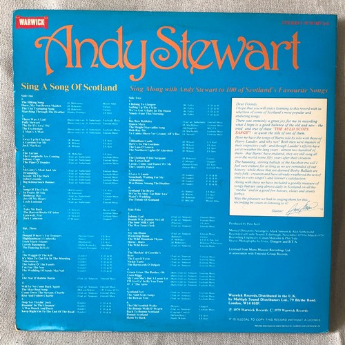 41 - Andy Stewart. Sing a song of Scotland. Warwick records. Stereo WW5073/4