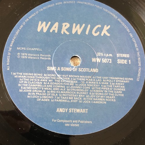 41 - Andy Stewart. Sing a song of Scotland. Warwick records. Stereo WW5073/4