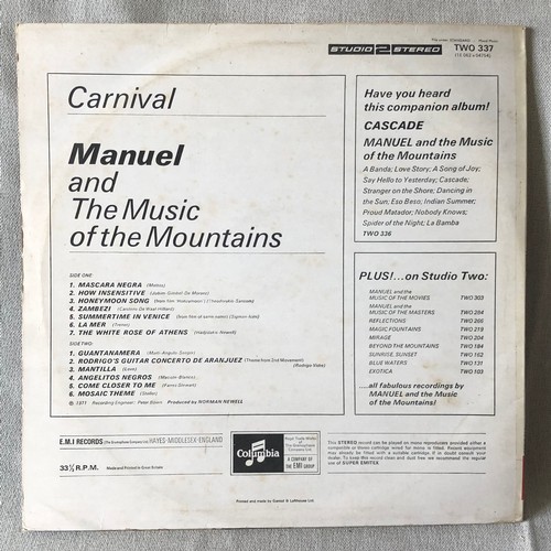 45 - Carnival Manuel And the music of the Mountains. Stereo Columbia EMI. TWO337