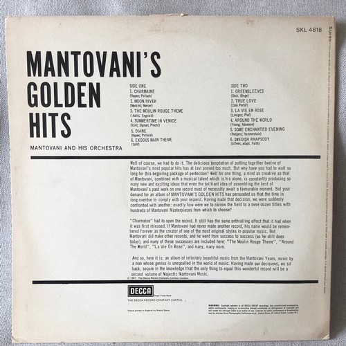 46 - Mantovani’s golden hits. Decca Records SKL4818 stereo