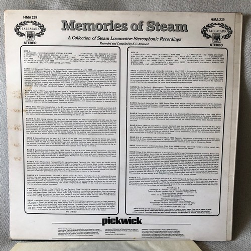 58 - Memories of steam. A collection of steam locomotive stereophonic recordings. Hallmark records. Stere... 