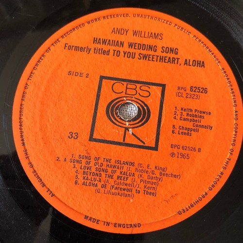 68 - Andy Williams. Hawaiian wedding song. CBS mono  BPG 62526