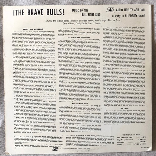 77 - La fiesta Brava. The brave bulls. Musical of the bullfight Ring. AFLP 1801