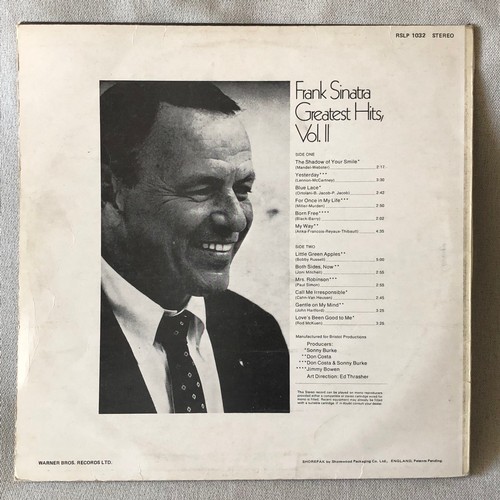 85 - Frank Sinatra. Greatest hits, Volume two. Warner Brothers  RSLP 1032 stereo