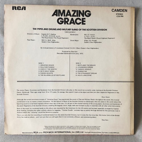 102 - Amazing Grace,  The pipes and drums and military band of the Scottish division. Camden RCA stereo CD... 