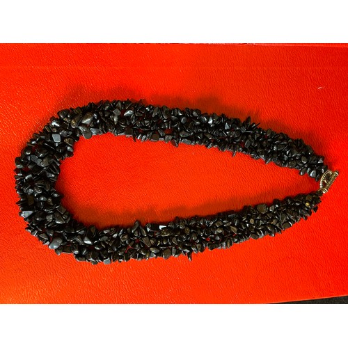 16 - Good quality Black Serpentine or Jet stone Multi Strand necklace 50 cm.