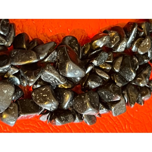 16 - Good quality Black Serpentine or Jet stone Multi Strand necklace 50 cm.
