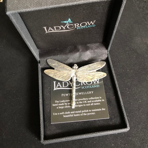 65 - LadyCrow Dragonfly brooch in box