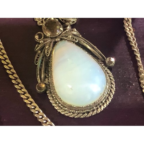 66 - A fabulous antique Victorian pendant from the late 19th Century built around a mammoth cabochon moon... 