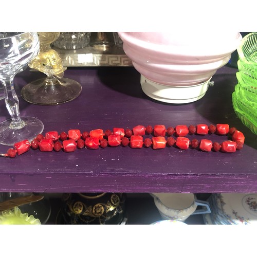 67 - Red coral necklace. needs a new clip