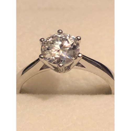 71 - Sterling silver and 1ct Moissanite laboratory created Diamond ring. Flawless, D colourless,1.0 carat... 