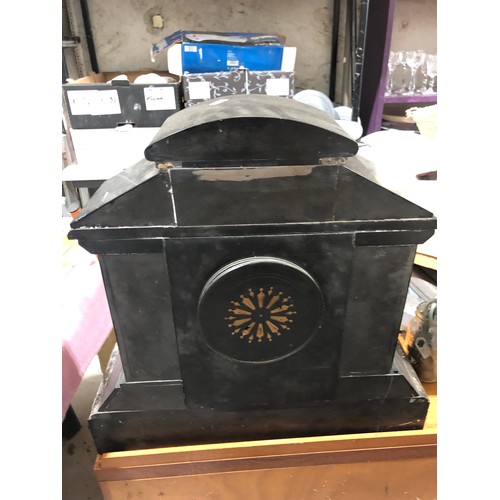 88 - Heavy Marble clock missing key and pendulum.